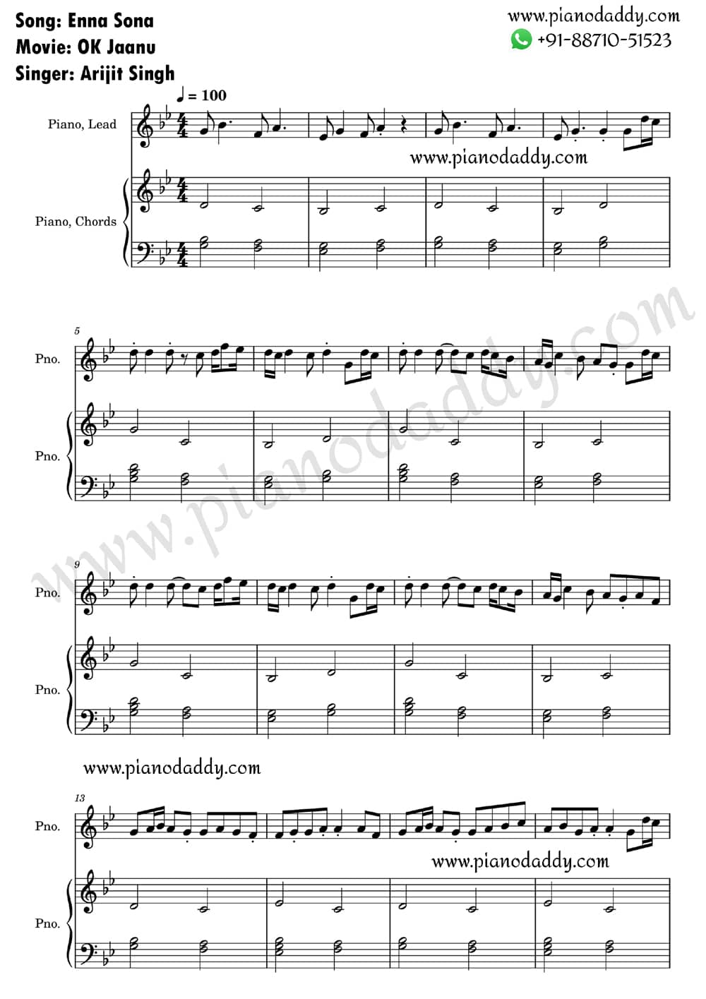 Enna Sona - Ok Jaanu Staff Sheet(1)